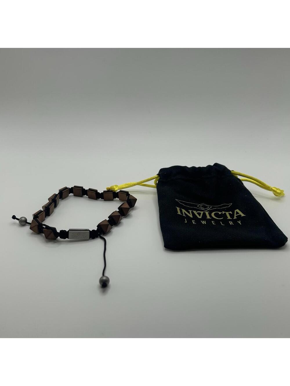 Invicta Brown Stainless Steel & Hematite Adjustable Bracelet